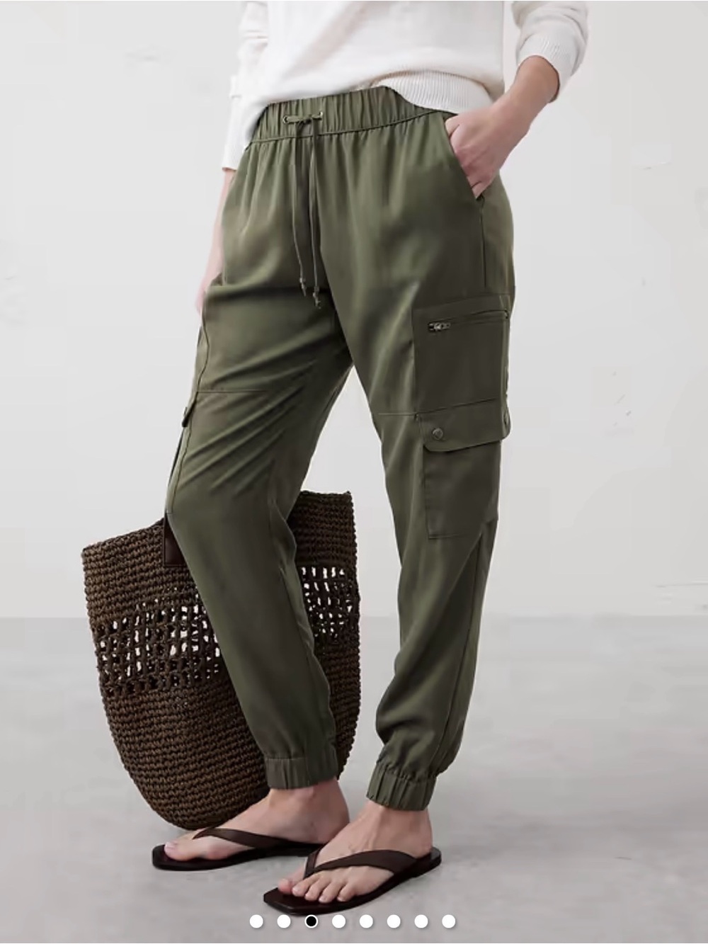 Banana Republic 100% Tencel Lyocell Cargo Jogger Pants Women’s Small Green